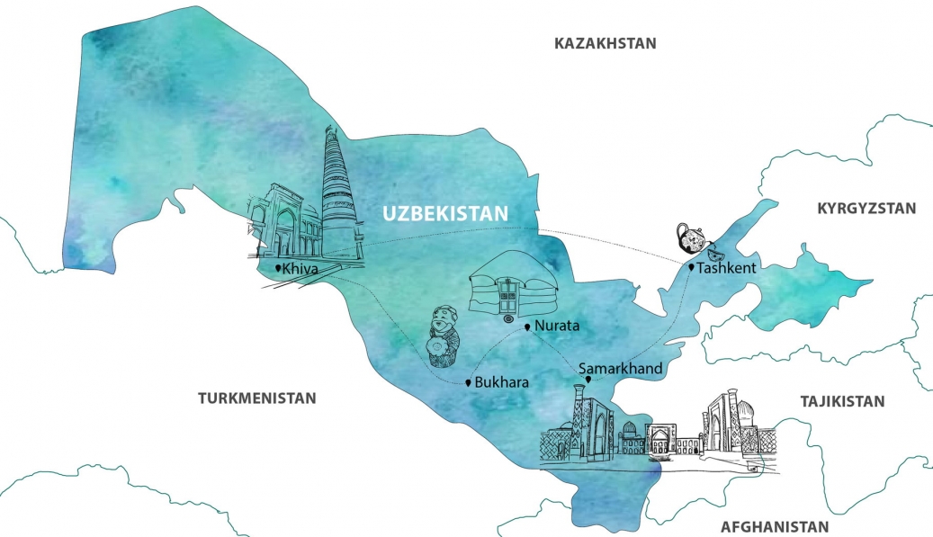 MAP OF UZBEKISTAN