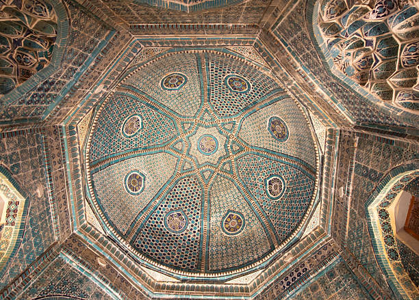 “Interior dome with turquoise majolica and eight-rayed star, Shah-i-Zinda ensemble, Samarkand